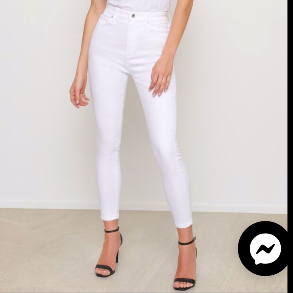 Dynamite Kate Ultra High Waist White Ankle Jeans